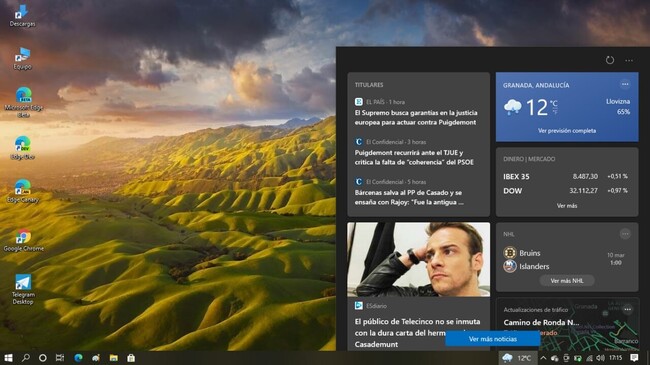 'Noticias e intereses' en la barra de tareas de Windows 10