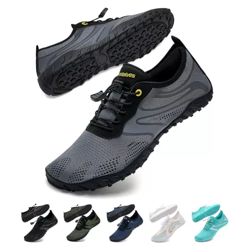 WateLves Zapatos de Agua Hombre Mujer AcuáTicos Surf Antideslizante Secado Rápido Resistentey Duradero Unisex Viajar Playa Natación Gris Oscuro 42