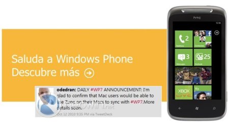 Sorpresa: Windows Phone 7 y los servicios de Zune serán compatibles con Mac OS X