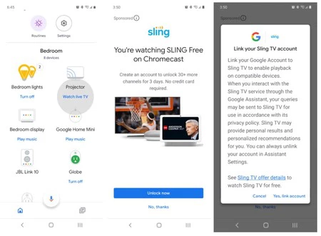 Google Home 上の広告のスクリーンショット。 Android Policeのスクリーンショット