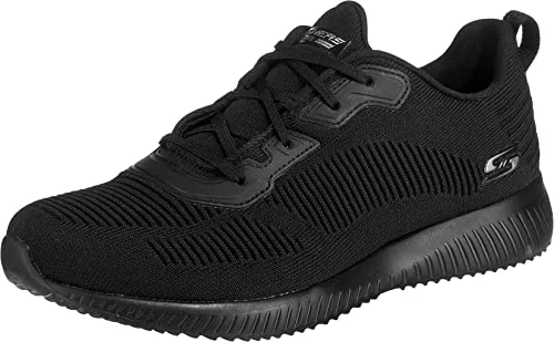 Skechers Bobs Squad Tough Talk, Zapatillas Mujer, Black Engineered Knit Trim, 38 EU