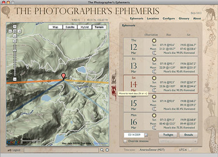 Programa tus fotos de paisaje con The Photographer's Ephemeris