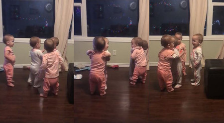 ¡Abrazos para todas! El precioso vídeo de unas cuatrillizas en un tierno intercambio de amor fraternal