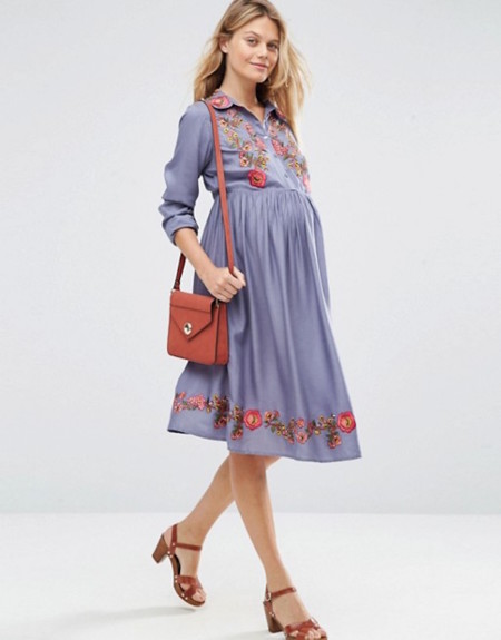 Otono 2016 Vestido Premama Flores