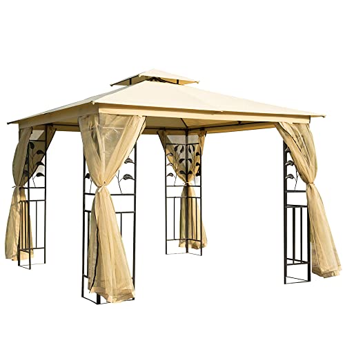 Outsunny Cenador de Jardín  con doble techo 3x3x2,8 m 