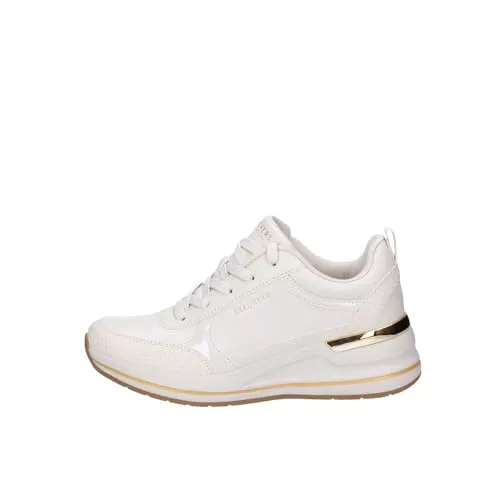 Skechers Billion 2 Fine ShineBILLION 2 Mid Lace UP para Mujer, Borde de Charol Duraleather Blanco Roto, 40 EU