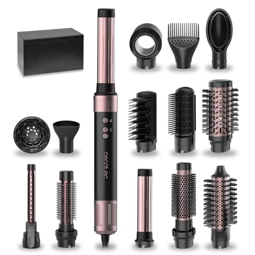 Cecotec Cepillo de Aire 14 Cabezales CeramicCare 14in1 AirGlisse Black