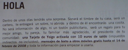 Yoigo regala tarjetas con 10 euros de saldo