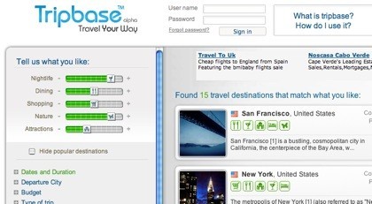 Tripbase, buscador-selector de viajes