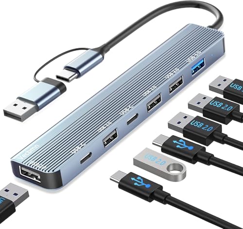 Hub USB C 7 en 1, Hub USB 3.0 con USB 3.0, USB 2.0, Puertos USB múltiples para PC