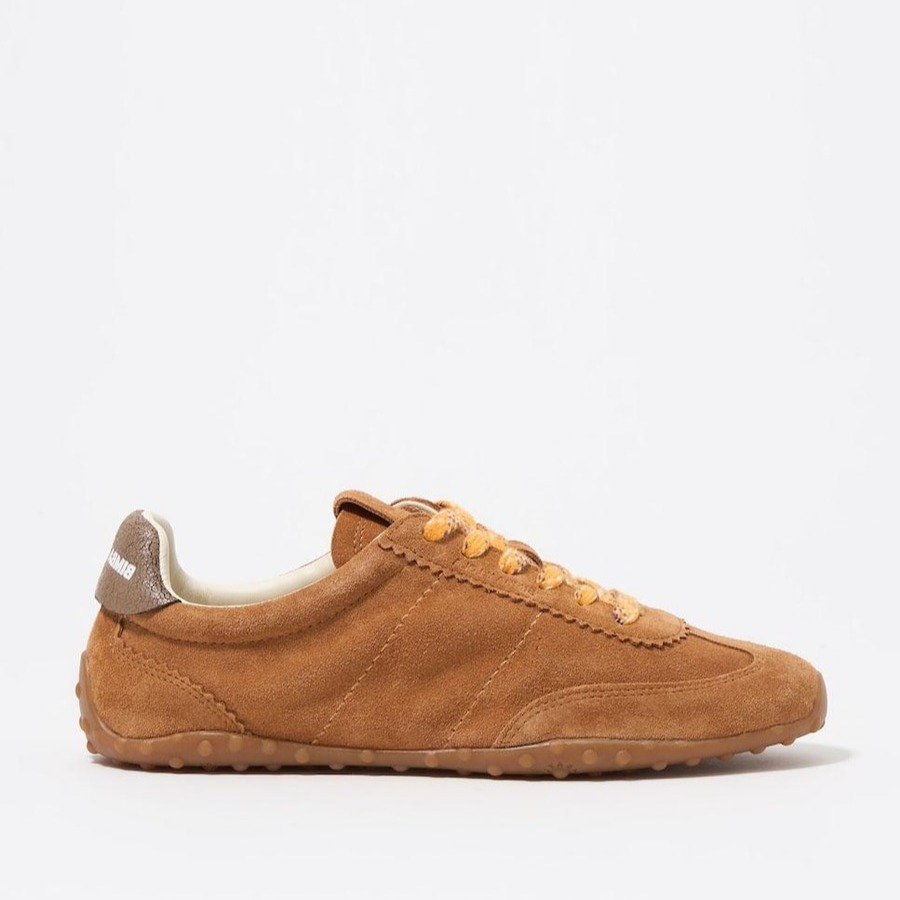 Zapatillas deportivas de mujer de piel con cordones - Bimba y Lola - Camel

