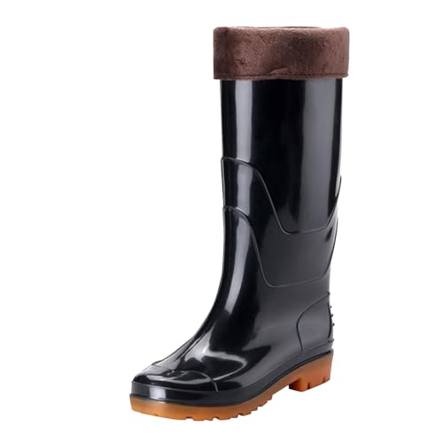 SRTUMEY Botas de lluvia altas para mujer con forro polar