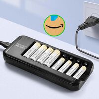 Este kit viene con seis pilas y un cargador de baterías fácil de usar. Tiene descuento en Amazon  