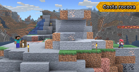 Aquí se explica cómo elegir los diferentes biomas en el escenario de Minecraft. 12 Escenario 06 de Super Smash Bros.Ultimate Minecraft