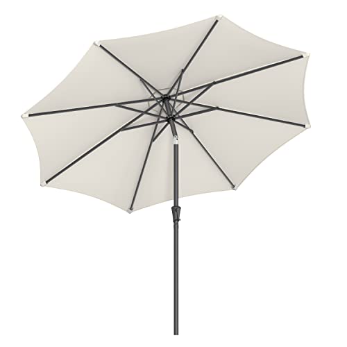 SONGMICS Sombrilla de Jardín 300 cm, UPF 50+, Parasol, 30°de Inclinación en dos Direcciones, con Manivela, para Patio, Terraza, Balcón, Piscina, sin Base, Beige GPU30BE