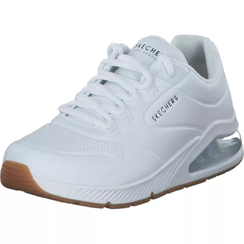 Skechers UNO 2 AIR AROUND YOU, Zapatillas para Mujer, White Duraleather / Mesh Trim, 38 EU