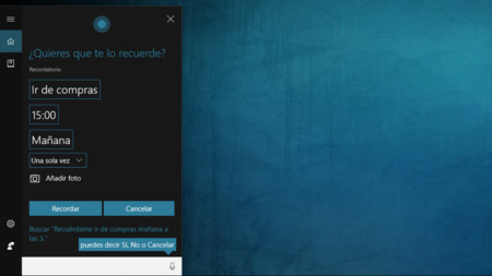 Recordatorios Cortana