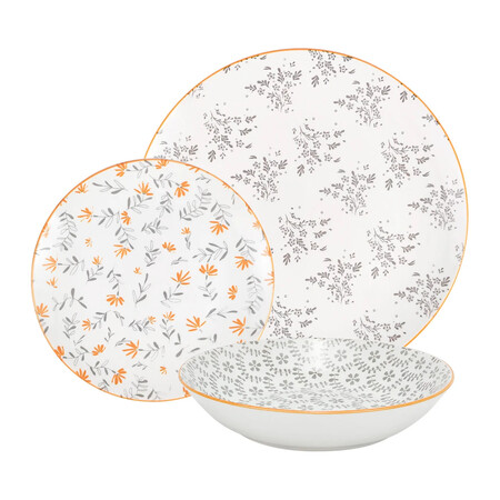 Vajilla Porcelana 18pzs Deco Verde Kaki