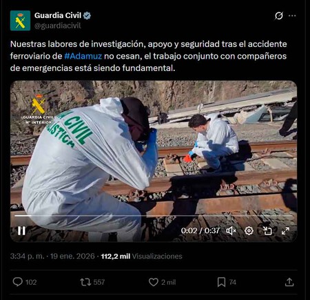 Investigación accidente en Adamuz Guardia Civil