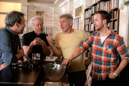 Dennis Villeneuve, Ridley Scott, Harrison Ford y Ryan Gosling