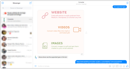 Un bot para Messenger que sí es útil: convierte documentos, imágenes, sitios web y acorta URLs