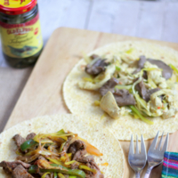 Fajitas mexicanas de pollo y de ternera. Receta