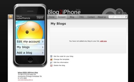 Blog2iPhone, crea la versión iPhone de tu blog