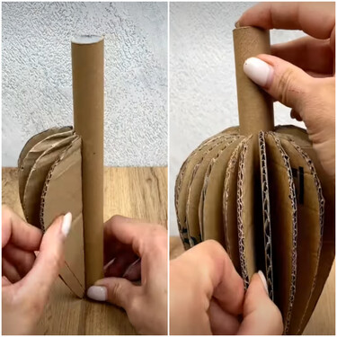 No lo sabía, pero si reutilizamos el cartón del papel de cocina, podemos hacer este jarrón tan bonito y decorativo para el hogar