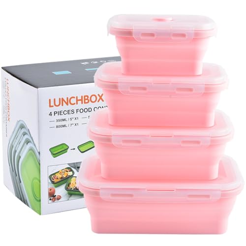 MOUMOUTEN Juego de 4 Recipientes de Silicona Plegables