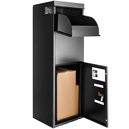 VEVOR Buzón para Paquetes, 35,5 x 29,5 x 105,5 cm, Caja de Acero, 50 kg, buzón XXL con Cerradura de contraseña, bisagra Interior, Apertura antirrobo, para Paquetes, Cartas, etc.