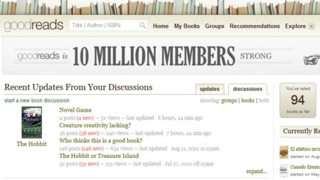 GoodReads dobla el número de usuarios registrados en 15 meses, superando los 10 millones