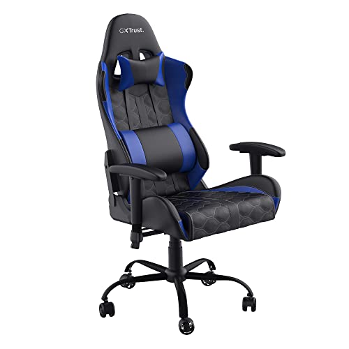 Trust Gaming GXT 708B Resto Silla Gaming, Silla Giratoria Completa de 360° con Cojines Extraíbles, Silla con Bloqueo, Silla Ajustable en Altura para Juegos, PC – Azul