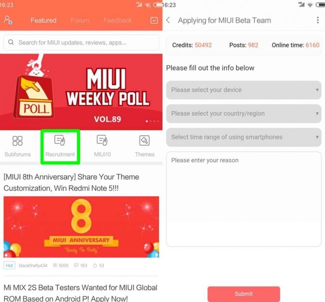 Pasos a continuar para acceder en el programa beta(programa) desde la app indicada.