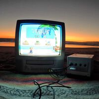 Jugar a videojuegos en una casa encantada o viendo el atardecer en la playa. Este aficionado a lo retro saca su consola a pasear allá donde va