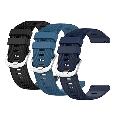 Huabao 22mm Correa Compatible con Garmin forerunner 255,Ajustable Silicona Deportiva Band Repuesto Pulsera para Garmin forerunner 255 (Negro + azul + azul)