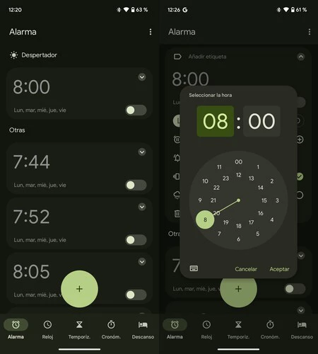 Google Pixelの「時計」インターフェース