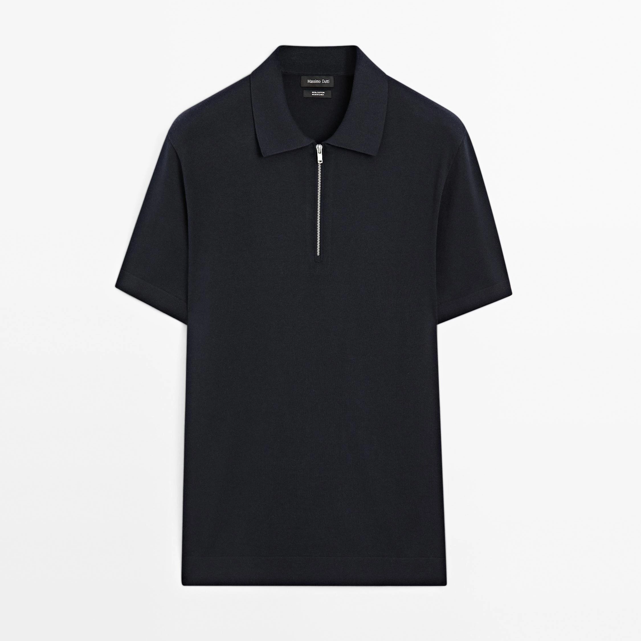 Polo punto cuello cremallera algodón

