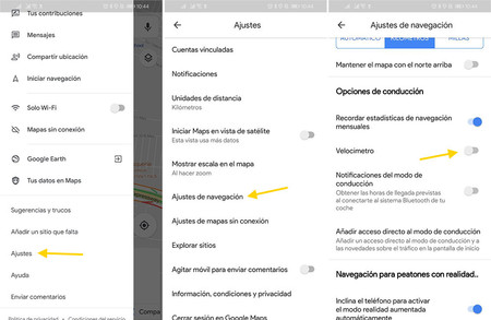 Google Maps velocímetro