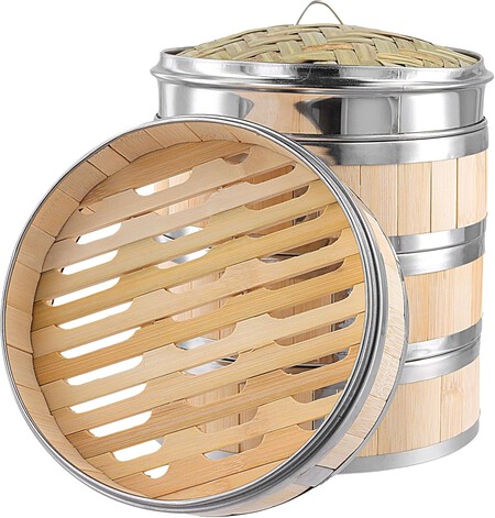 UNGFEI Cesta de vapor de bambú de 20 cm con tapa