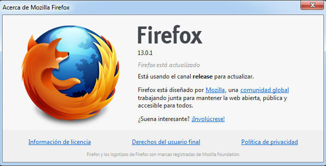Firefox 13 actualizado