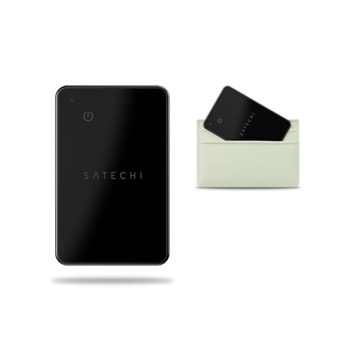 SATECHI FindAll Air Tag Card GPS for Wallets with Apple Find My, Forgotten Alert, Powerful Sound, Wireless Charging, Lightweight GPS Card, Wallet Locator for iPhone, iPad, Mac – Black