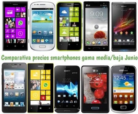 Comparativa Precios Smartphones más baratos Junio 2013