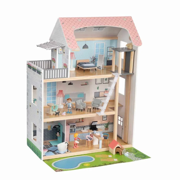 Casa de muñecas
54 piezas
Medidas:
- Casa muñeca: aprox. 64 x 80 x 31 cm.
- Muñecas: altura 9 cm.