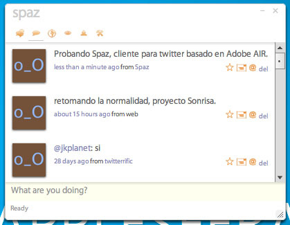 Spaz cliente para Twitter basado en Adobe AIR