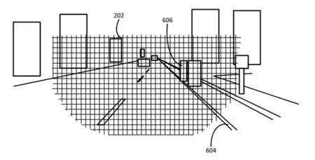 特許のイラスト。システムが障害物を検出する方法の例。