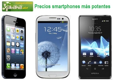 Comparativa Precios iPhone 5, Samsung Galaxy SIII y Sony Xperia T