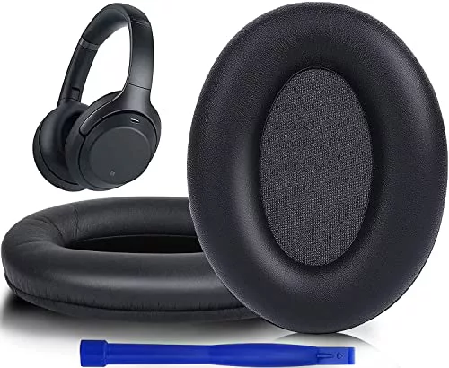 SOULWIT® Almohadillas de Repuesto para Sony WH-1000XM3 (WH1000XM3) Auriculares con Espuma viscoelástica de Aislamiento de Ruido y Piel de proteína Suave-Negro