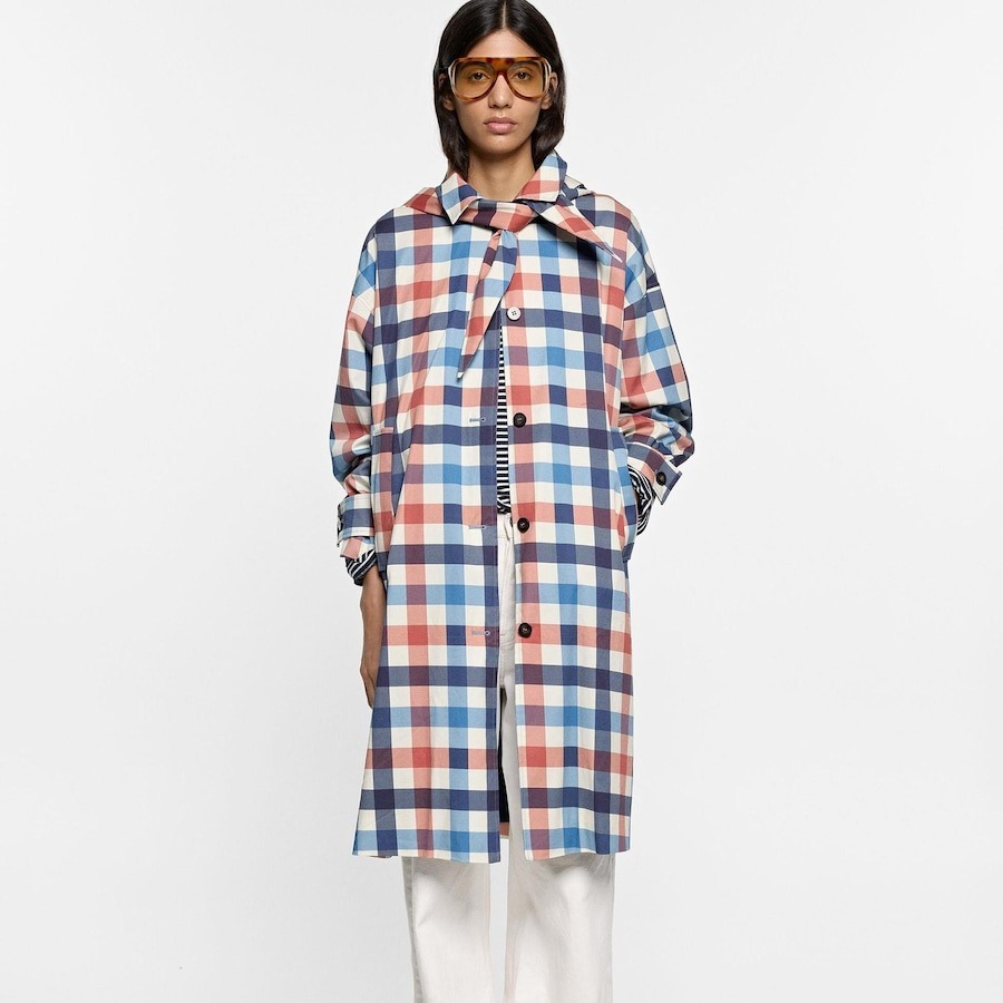 Parka de mujer con estampado de cuadros y capucha extraíble con tiras - Parfois - Multicolor

