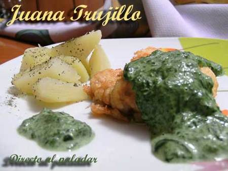 Bacalao con salsa de espinacas. Receta