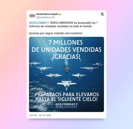 Tuit Bandai Namco Ace Combat 7 Millones